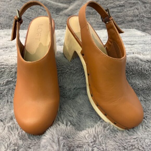 LOFT Slingback Leather Clogs - Size 9 - Picture 2 of 6